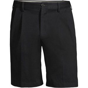 NWT LANDS' END BOYS PLEATED FRONT CHINO SHORTS BLACK 12